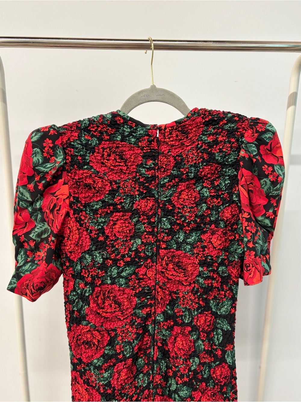Act I New York Roses (Red & Green) Dress - Women's Elegant Rose Print Dress - Picture 8 of 9